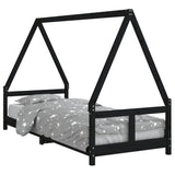 Kids Bed Frame Black 80x200 cm Solid Wood Pine 834452
