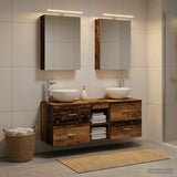 Bathroom Furniture Set 5 pcs Old Wood Engineered Wood and Glass 3406717