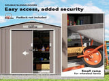 7ft x 4ft Lockable Garden Metal Storage Shed Storage Roofed Tool Metal Shed w/ Air Vents Steel Grey T3398P377669