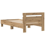 Bed Frame with LED Artisan Oak 90 x 200 cm Engineered Wood 863796