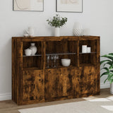 Sideboards with LED Lights 3 pcs Smoked Oak Engineered Wood 3209111