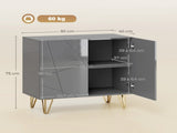 Modern Luxe High Gloss Sideboard, with Hairpin Legs - Grey T3398P553275