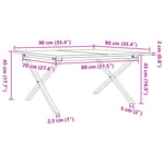 ZNTS Coffee Table X-Frame 90x90x45 cm Solid Wood Pine and Steel 3282687