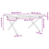 ZNTS Coffee Table X-Frame 90x90x45 cm Solid Wood Pine and Steel 3282687