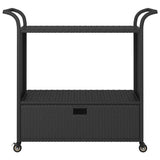 Bar Cart with Drawer Black 100x45x97 cm Poly Rattan 316663