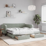 Daybed with Trundle and Drawers Light Grey 90x190 cm Velvet 3197159