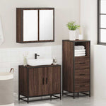 ZNTS 3 Piece Bathroom Furniture Set Brown Oak Engineered Wood 3301009