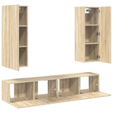 4 Piece TV Cabinet Set Sonoma Oak Engineered Wood 3078981