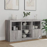 Sideboard with LED Lights Grey Sonoma 123x37x67 cm 3209084