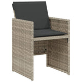3 Piece Bistro Set with Cushions Light Grey Poly Rattan 365070