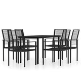 Dining Set Black Powder-coated steel, glass, PVC hollow rattan 3099200