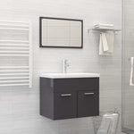 ZNTS Bathroom Furniture Set High Gloss Grey Engineered Wood 3071323