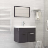 ZNTS Bathroom Furniture Set High Gloss Grey Engineered Wood 3071323