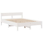 Bed Frame without Mattress White 135x190 cm Double Solid Wood Pine 3306943