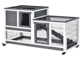 Wooden Indoor Rabbit Hutch Guinea Pig House Bunny Small Animal Cage W/ Wheels Enclosed Run 110 50 T3398P375352