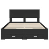 Bed Frame Black and Silver 150 x 200 cm Engineered Wood 3408248