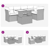 6 Piece Garden Sofa Set with Cushions Brown Poly Rattan Acacia 3326165