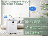 10L/Day Dehumidifier with 2.5L Water Tank, Digital Display, Intelligent & Sleep Mode, 24H Timer, T3398P378787