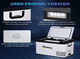 12V Car Refrigerator w/ LED Light & Foldable Handles, 25L Portable Compressor Cooler, Fridge Freezer T3398P349487