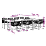Garden Dining Set Black 3295036