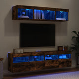 5 Piece TV Wall Units with LED Smoked Oak Engineered Wood 3216722