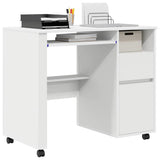 Desk with Wheels White 91 x 50 x 77 cm Engineered Wood 869530