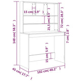 Desk with Shelves Grey Sonoma 102x45x148 cm Engineered Wood 823006
