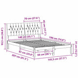 Bed Frame with Headboard Black 140 x 190 cm Solid Pine Wood 878826