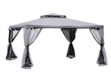 3 x 3 m Metal Gazebo, Garden Pavillion, Double Roof Outdoor Canopy Shelter with Mesh Sidewalls, Grey T3398P317716