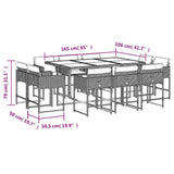 11 Piece Garden Dining Set with Cushions Beige Poly Rattan 3211390