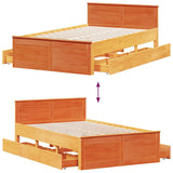 Bed Frame without Mattress with Headboard Wax Brown 135x190 cm Double Solid Wood Pine 3308782