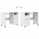 Desk with Wheels White 91 x 50 x 77 cm Engineered Wood 869530
