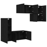 TV Wall Unit 5 pcs Black Oak Engineered Wood 3402772