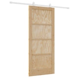 Sliding Door Natural and White 86 x 198.5 cm Solid Pine Wood 3445483