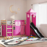Bunk Bed without Mattress with Slide and Curtains Pink 90x200 cm 3284190
