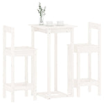 3 Piece Bar Set White Solid Wood Pine 3124733