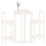 3 Piece Bar Set White Solid Wood Pine 3124733