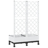 Garden Planter with Trellis&Wheels White 80 x 40 x 131.5 cm PP 3422968