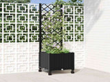Garden Planter with Trellis&Wheels Black 40 x 40 x 146 cm PP 3422920
