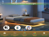 Modern Floating Bed with Recessed Detailing & Headboard, Fitted with LED Ambient Lighting, Robust W5510P517483