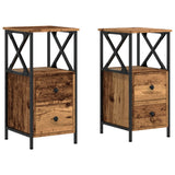 Bedside Cabinets 2 pcs Old Wood 34x35.5x70 cm Engineered Wood 857251