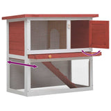Outdoor Rabbit Hutch 1 Door Red Wood 170833