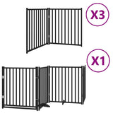 Dog Gate with Door Foldable 10 Panels Black 800 cm Poplar Wood 3155743