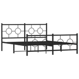 Metal Bed Frame without Mattress with Footboard Black 150x200cm 376246