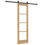 Sliding Door Natural 61 x 198.5 cm Solid Pine Wood and Glass 3332321
