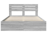 Bed Frame Grey Sonoma 135 x 190 cm Solid Pine Wood 3411428