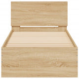 Bed Frame without Mattress with LED Lights Sonoma Oak 90x200 cm 838808