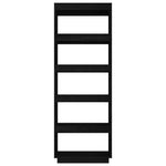 Book Cabinet/Room Divider Black 60x35x167 cm Solid Pinewood 810878