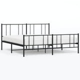 Metal Bed Frame without Mattress with Footboard Black 180x200cm 352502