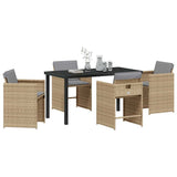 Garden Dining Set 5 pcs Beige Poly Rattan 3380710